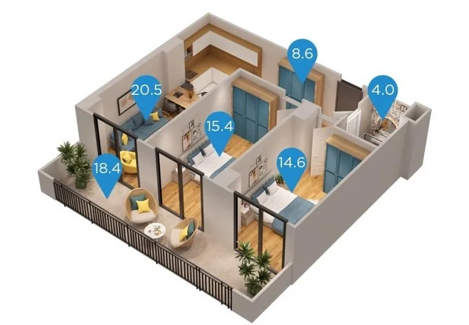 3 ოთახიანი ბინა - გეგმარება