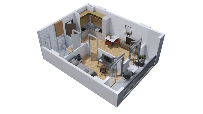1 ოთახიანი ბინა - გეგმარება